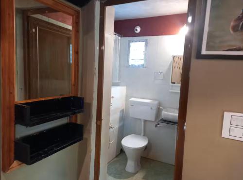a small bathroom with a toilet and a sink at Perch Villa Homestay in Shānti Niketan
