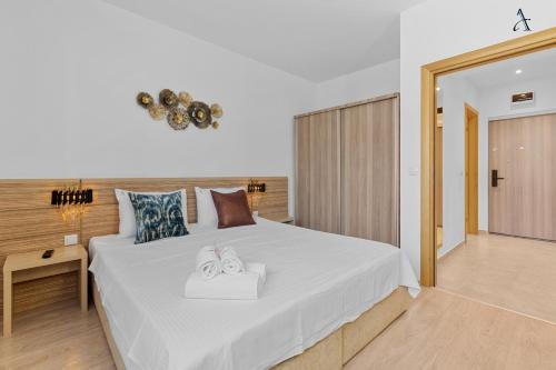 Ένα ή περισσότερα κρεβάτια σε δωμάτιο στο Apartment in RIN Otopeni