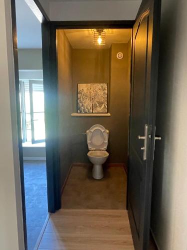a small bathroom with a toilet in a room at Chez Paul in Jeuxey