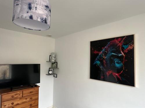 TV a/nebo společenská místnost v ubytování SIRIUS A PROPERTIES - 3 Bedrooms - - Amazing Hillside Views of Derby City Centre - - Free WIFI - - NETFLIX - - SKY-SPORTS - - MONOPOLY - - UNO - - CARDS
