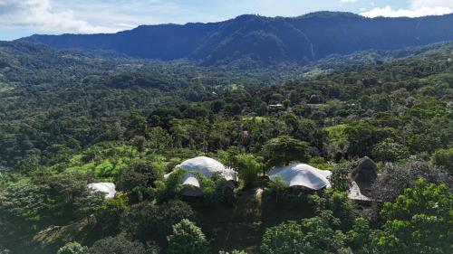 an aerial view of tents on top of a mountain at Eco Luxe Glamping Nest #5 - 2 Queen Beds at Holos in Barú