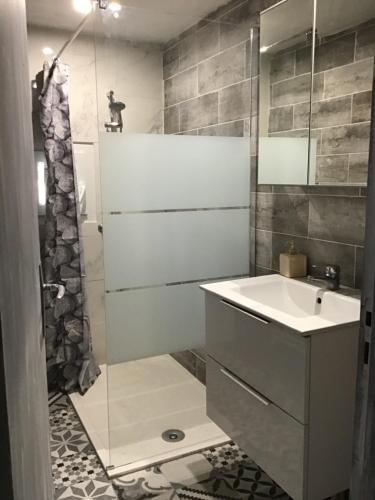 a bathroom with a sink and a shower at Gites victoria in Cavaillon