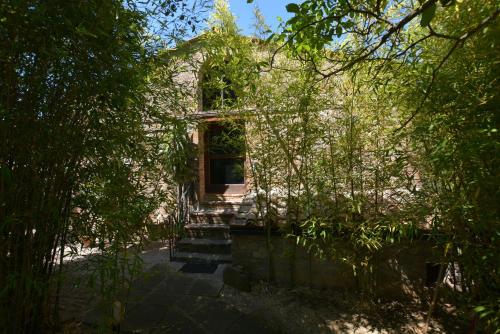 a house with a window and some trees at Monolocale in Radicondoli