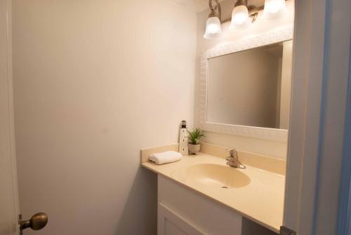 a bathroom with a sink and a mirror at Sea Cloud Retreat in Edisto Island