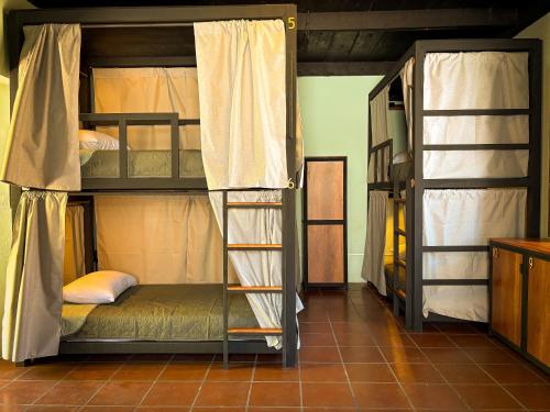 Rúm í herbergi á Bloom Hostel
