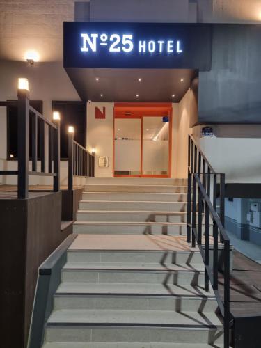 a group of stairs leading to a n hotel at Hotel No 25 Gimhae cityhall in Gimhae
