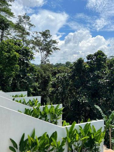 a white fence with trees in the background at Loyo Villas in Tegalalang