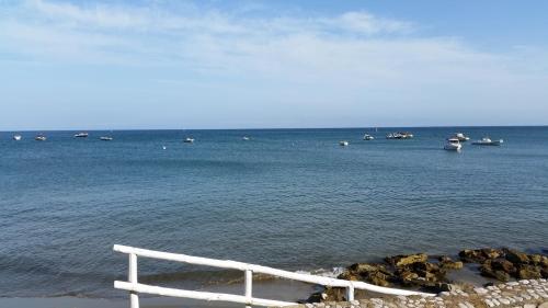 a view of the ocean with boats in the water at Hotel Ristorante Maga Circe in San Felice Circeo