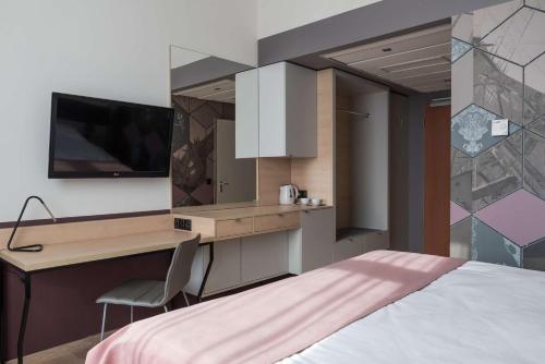 Postel nebo postele na pokoji v ubytování Scandic Gdańsk
