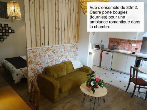 a living room with a couch and a table at Chaleureux Henri IV in Pau