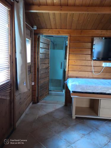a room with a bed and a tv in a room at Chalet at Villa Don Quijote Nice in Nice