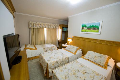 een hotelkamer met twee bedden en een televisie bij Life Hotel Infinity in Gramado