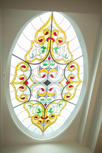 a stained glass window in a room at Hotel Waldinger in Osijek