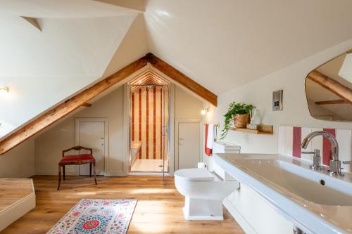 a bathroom with a sink and a toilet at One Roker Terrace in Monkwearmouth