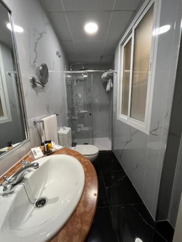 a bathroom with a sink and a toilet at Adriano Boutique Sevilla in Seville