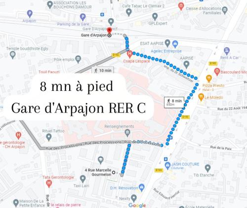 a map of a planned car parking area at Luxury New - 8mn walk RER C-Paris-Eiffel Tower, Free Stree Parking, Private Balcony, Bultex Mattress 160x200, Elevator, Arpajon Hospital in Arpajon
