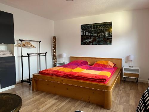Postel nebo postele na pokoji v ubytování Wohnung in Feldrandlage