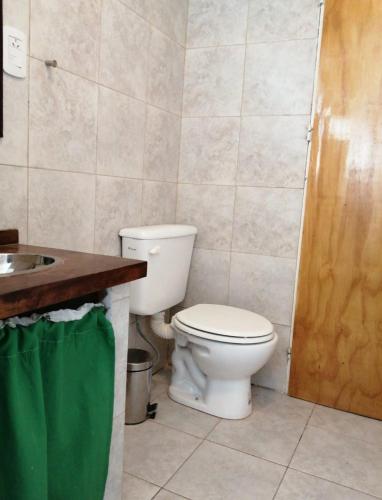 a bathroom with a toilet and a sink at Posada Malbec 3 Dormis in Uspallata