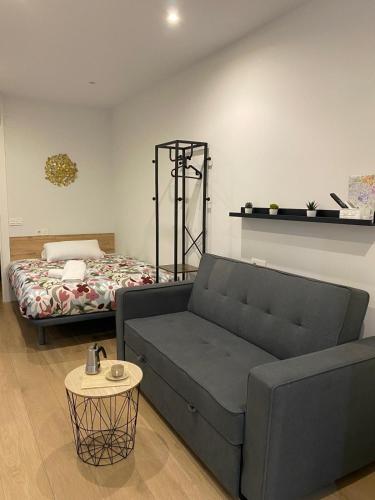 a living room with a couch and a bed at Apartamentos Dream in Salamanca