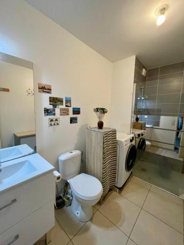 une salle de bain avec toilettes et lavabo dans l'établissement Nice modern flat, à Nice