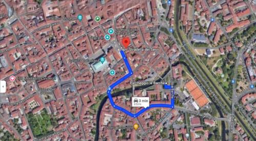 a map of a city with a blue line at Stradella 5 in Vicenza