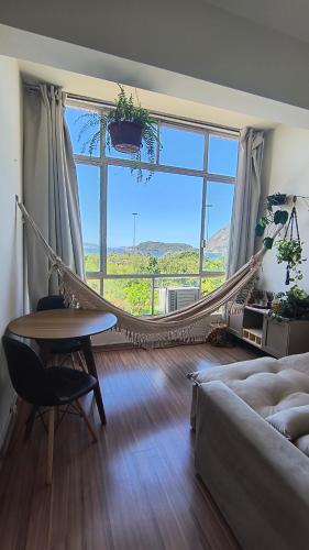 Posezení v ubytování Apartamento com vista incrível no Flamengo