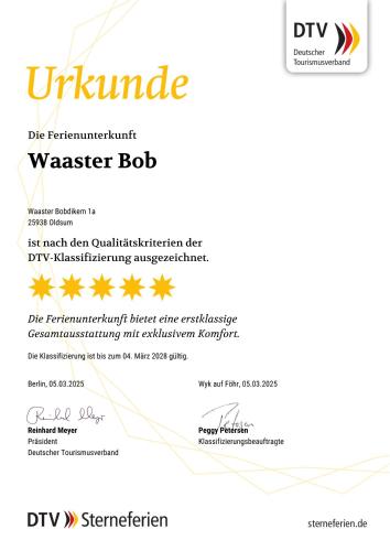 Certifikát, hodnocení, plakát nebo jiný dokument vystavený v ubytování Waaster Bob