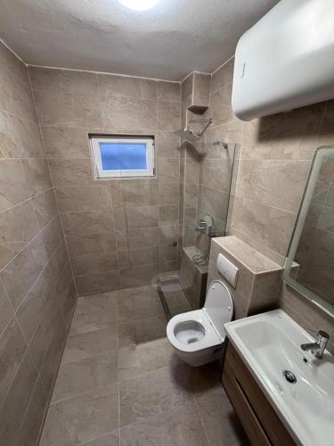 a bathroom with a toilet and a sink at Apartment Tribanj Florida in Viniština