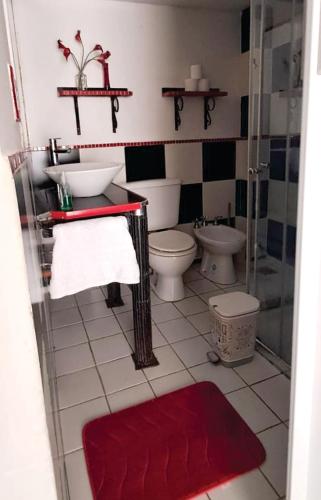 a bathroom with a toilet and a sink and a shower at Loft García in Mendoza