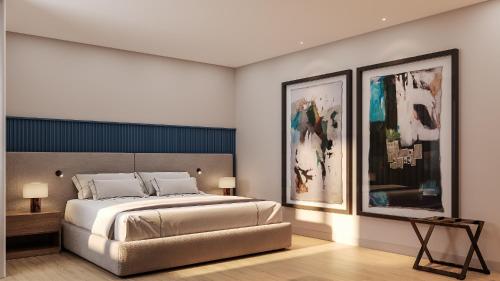 Cama ou camas em um quarto em The Lince Braga
