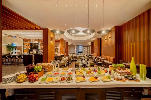 a buffet of food on a table in a restaurant at Hyatt Regency Panama City in Panama City