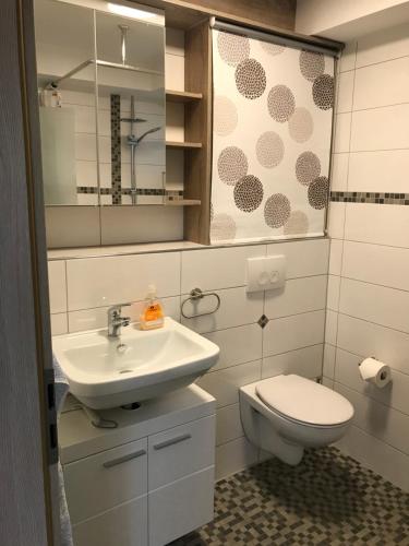 a bathroom with a sink and a toilet at 1 Zimmer Apartment in Buchenrod Flieden in Flieden