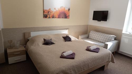 Ένα ή περισσότερα κρεβάτια σε δωμάτιο στο Apartmány Svítkov 79