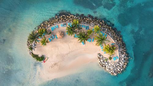 an aerial view of an island in the ocean at Catalonia Montego Bay - All Inclusive in Montego Bay