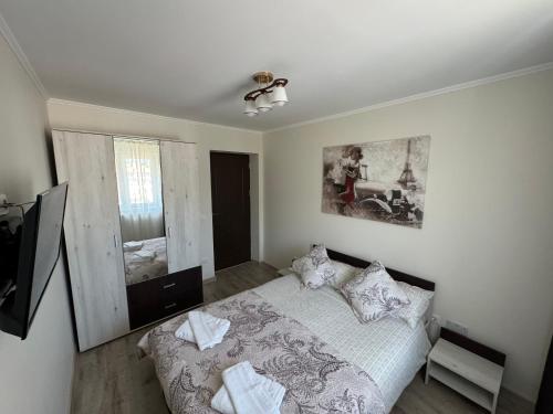 Ένα ή περισσότερα κρεβάτια σε δωμάτιο στο Apartament Cosmin