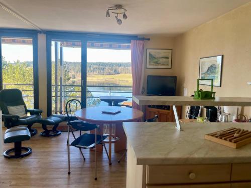 TV a/nebo společenská místnost v ubytování Malbuisson appartement avec balcon vue sur le lac