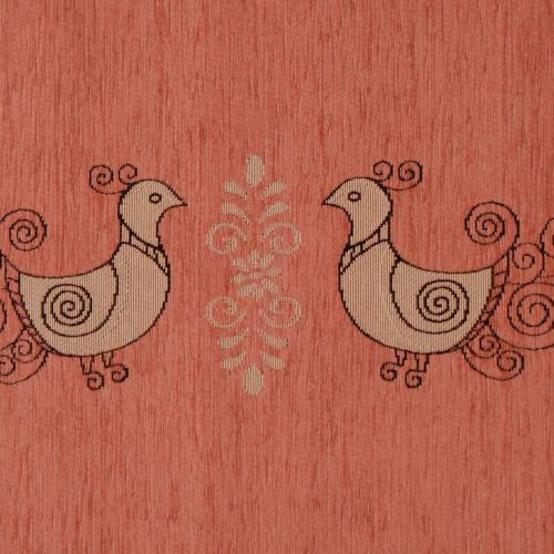 two drawings of two birds on a red fabric at Domo Grace in Porto San Paolo