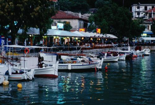 a group of boats are docked in a harbor at Savinos Rooms in Vasiliki