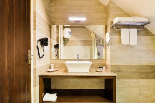 西姆拉Regenta Resort & Spa Mashobra的浴室里有洗手池和镜子