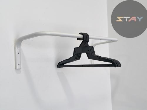 a metal towel rack hanging on a wall at Almas Couple Urban Retreat Puteri Harbour BySTAY in Iskandar Puteri