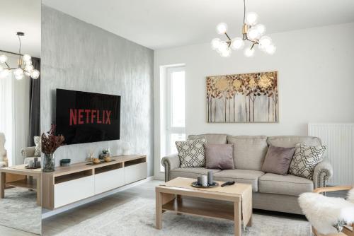 Μια τηλεόραση ή/και κέντρο ψυχαγωγίας στο Apart B&V 701 Coresi - Luxury Mountain Haven