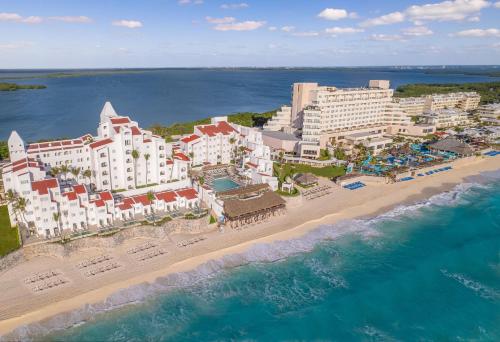 an aerial view of a resort on the beach at GR Solaris Caribe - All Inclusive in Cancún