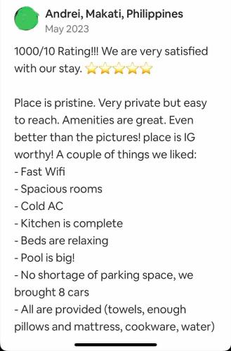 a screenshot of a cell phone with a list of priorities at Private Resort in upper Antipolo in Antipolo
