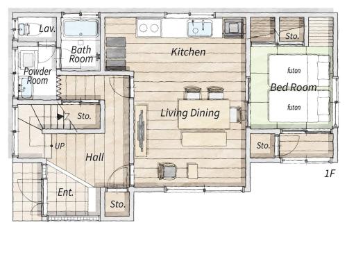 Plan de l'établissement ZEN Kokufudai, 30 minutes to Disneyland , 4-minute walk from the nearest station ,Entire building!5 bedrooms, maximum 10 guests