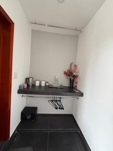 a small kitchen with a counter in a room at Suites vergel planta baja in Orizaba
