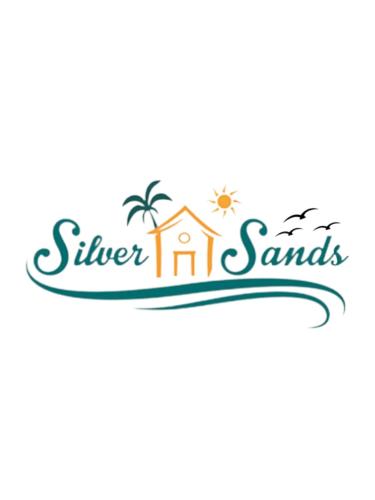 a logo for a beach resort with a house and the words silver inn sands at Silver Sand, Placencia in Placencia Village