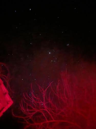 a red painting of a red object in the sky at Garden Spa Retezat in Fizeşti