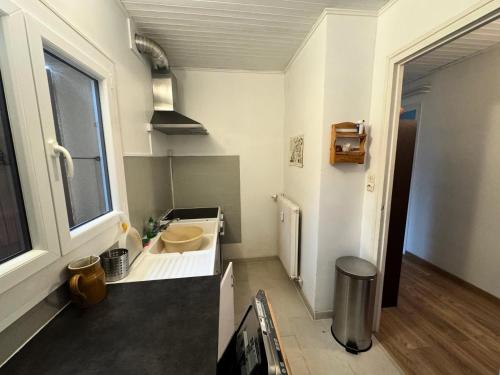 une petite salle de bain avec un lavabo et une fenêtre dans l'établissement Résidence Melezes B - Appartement pour 4 personnes MAE-8524, à Montgenèvre