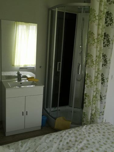 une salle de bain avec douche et lavabo dans l'établissement La maisonnette - 5 min Gare - Parking Facile - Netflix, à Évreux