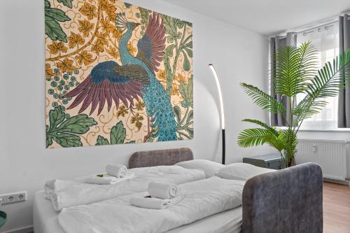 Ένα ή περισσότερα κρεβάτια σε δωμάτιο στο ROTH Apartments Remscheid-Mitte